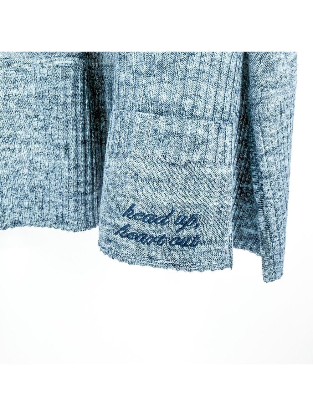 Lululemon Women Open Front Hooded Cardigan Size‎ Small Blue Linen Blend - Picture 3 of 5